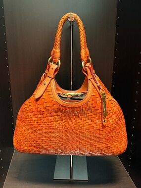 Cole Haan Geneive Woven Leather Triangle Tote Hobo